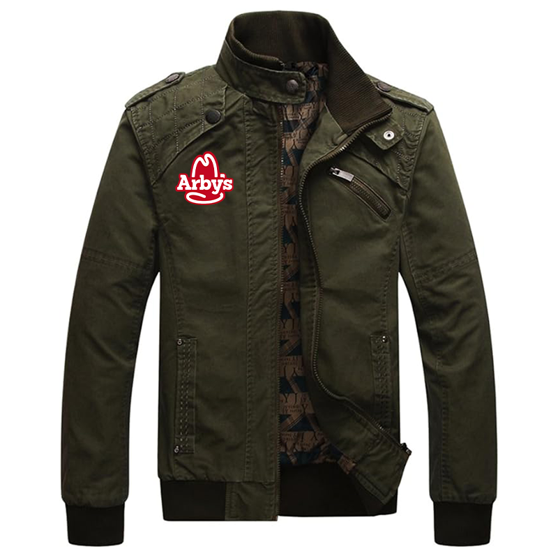 Men's  Arbys Dwar Casual Washed Cotton Military Outdoor Jackets with Shoulder Straps